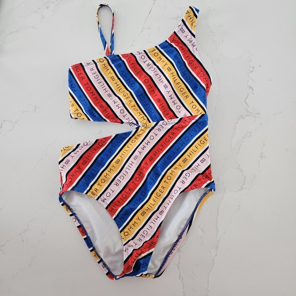TOMMY HILFIGER | Multi Logo Stripe Swimsuit - Picture 2 of 3